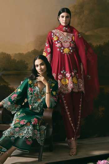 Chandrima Cherry Red Floral Dupatta
