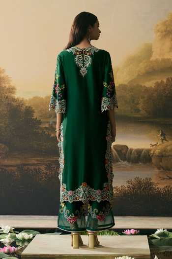 Chandrima Contrast Floral Cordwork Kurta With Pant