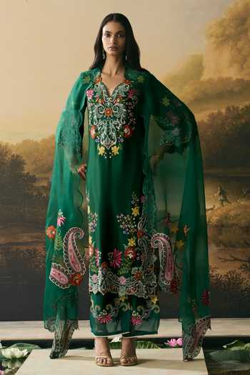Chandrima Emerald Green Paisley Dupatta