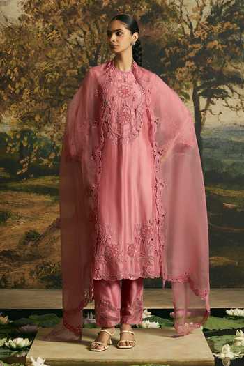 Chandrima Bead Cutwork Straight Chanderi Kurta & Pant Set