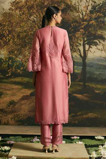 Chandrima Bead Cutwork Straight Chanderi Kurta & Pant Set