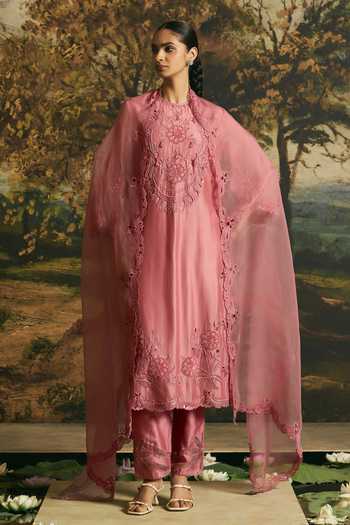 Chandrima Pink Cutwork Dupatta