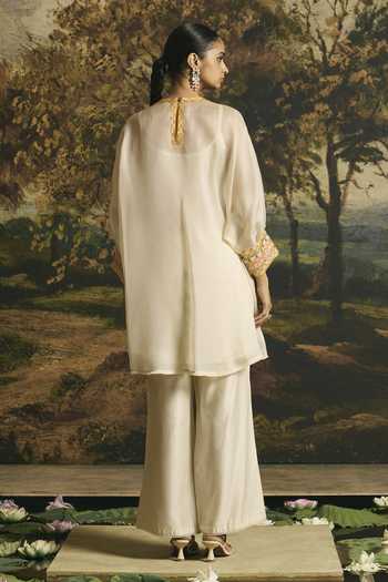 Chandrima Floral Blossom Tunic With Cutwork Pant 