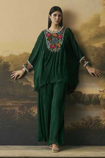 Chandrima Floral Textured Kimono Tunic With Pant