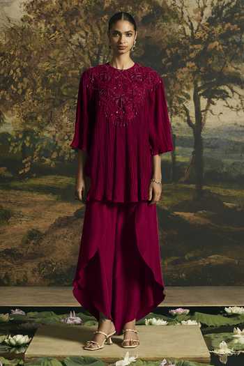 Chandrima Cutwork Textured Tunic With Tulip Pant