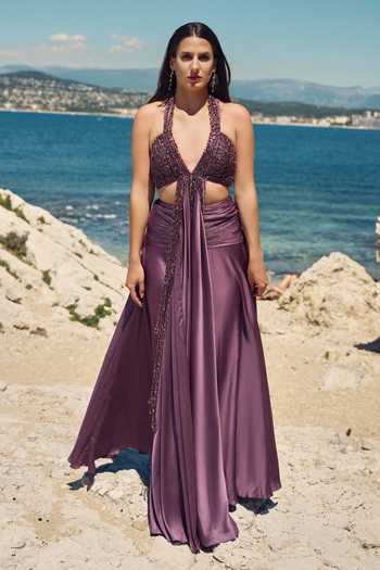 Nitika Gujral Lilac Reverie Embroidered Top & Skirt Set