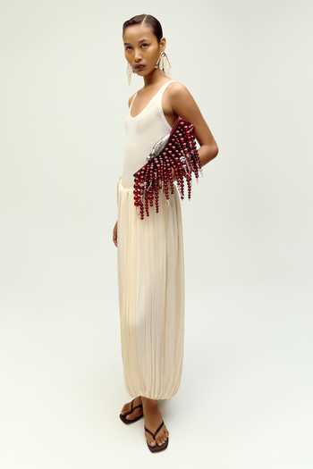 Shop_Outhouse_Maroon Koko Halo Cascade Clutch _Online_at_Aza_Fashions