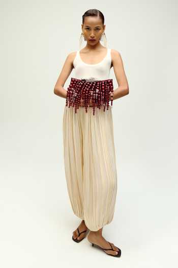 Outhouse_Maroon Koko Halo Cascade Clutch _at_Aza_Fashions