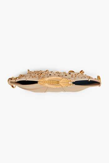 Buy_Outhouse_Gold Koko Embellished Clutch _Online_at_Aza_Fashions