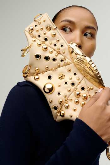 Outhouse_Gold Koko Embellished Clutch _at_Aza_Fashions
