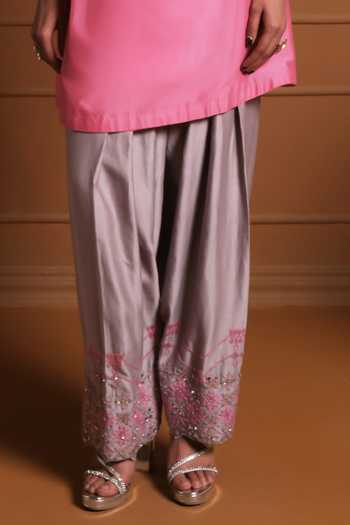 Sonia Khatri Pink Silk, Organza Keyhole Neck Gulaal Embroidered Kurta Set Online at Aza Fashions Sonia Khatri_Pink Silk, Organza Keyhole Neck Gulaal Embroidered Kurta Set _Online_at_Aza_Fashions