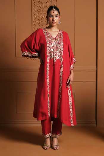 Sonia Khatri The Surkh Embroidered Kaftan & Pant Set