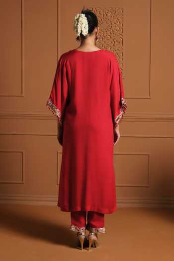 Sonia Khatri The Surkh Embroidered Kaftan & Pant Set