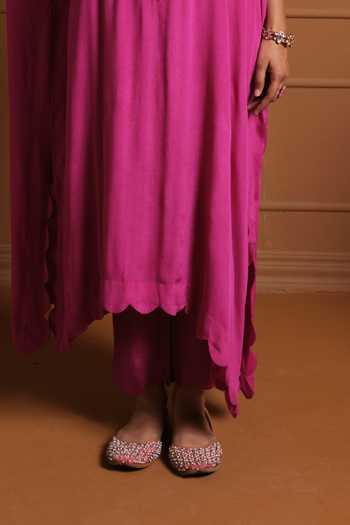 Buy Sonia Khatri Pink Crepe, Silk V-neck The Zeenat Embroidered Kaftan And Pant Set Online at Aza Fashions Buy_Sonia Khatri_Pink Crepe, Silk V-neck The Zeenat Embroidered Kaftan And Pant Set _Online_at_Aza_Fashions