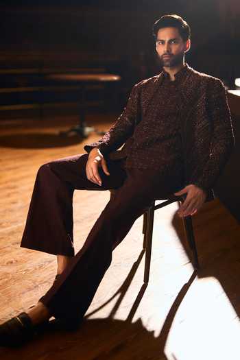Varun Chakkilam Dark Cinnamon Jacket Set