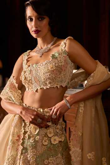 Buy Varun Chakkilam Multi Color Organza, Satin Sweetheart Neck Amber Blossom Lehenga Set Online at Aza Fashions Buy_Varun Chakkilam_Multi Color Organza, Satin Sweetheart Neck Amber Blossom Lehenga Set _Online_at_Aza_Fashions
