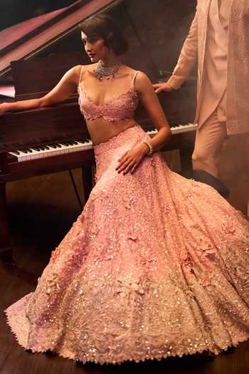 Varun Chakkilam Pink Moonstone Lehenga Set