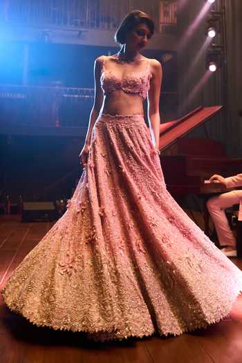 Varun Chakkilam Pink Moonstone Lehenga Set