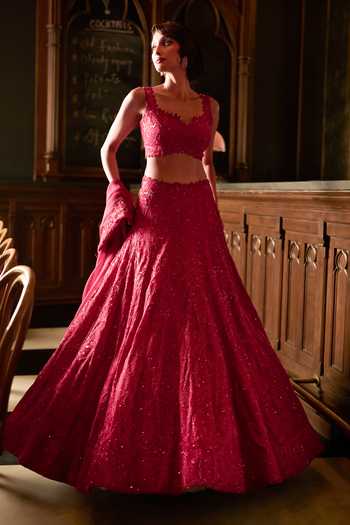 Varun Chakkilam Scarlett Dust Lehenga Set