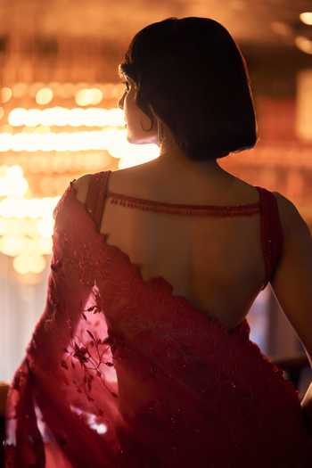 Varun Chakkilam Crimson Whisper Saree Set