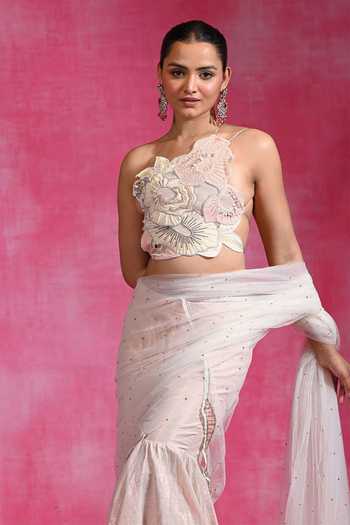 Rishi and Vibhuti Ivory Net, Voile Asymmetric Neck Ebony Haze Embroidered Blouse Gharara Set Online at Aza Fashions Rishi and Vibhuti_Ivory Net, Voile Asymmetric Neck Ebony Haze Embroidered Blouse Gharara Set _Online_at_Aza_Fashions