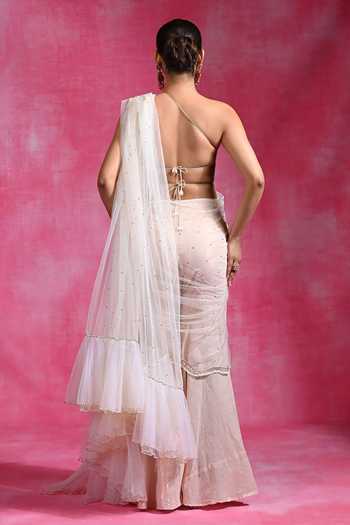 Rishi and Vibhuti Ebony Haze Embroidered Blouse Gharara Set