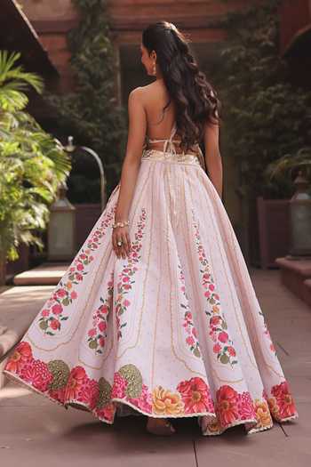 Rishi and Vibhuti Ebony Bahaar Tasselled Bralette & Lehenga Set