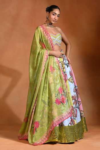 Rishi and Vibhuti Brat Mosaic Floral Pattern Lehenga Set 