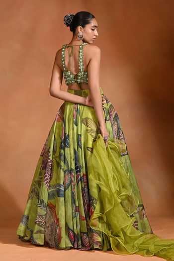 Rishi and Vibhuti 3D Floral Hand Embroidered Lehenga Set 