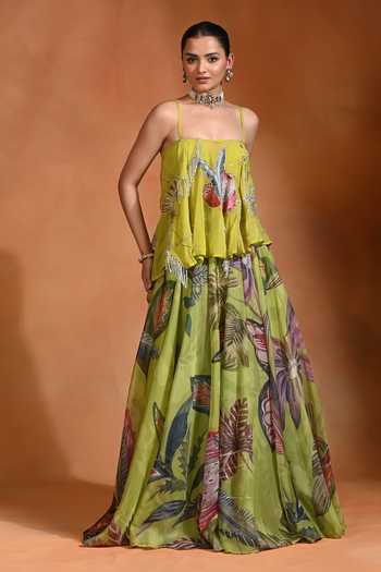 Rishi and Vibhuti Oasis Flared Top & Lehenga Set 