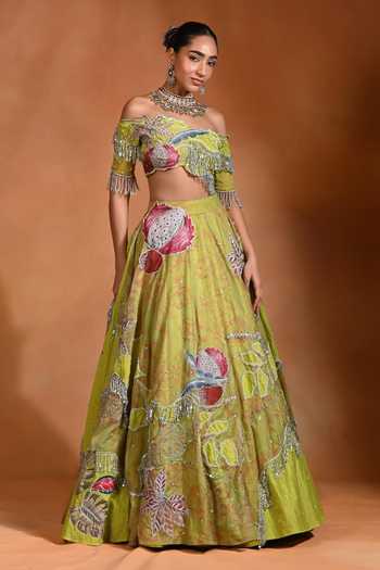 Rishi and Vibhuti Brat Patchwork Embellished Lehenga & Blouse Set 