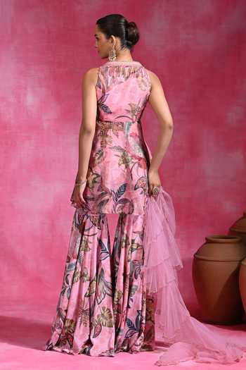 Rishi and Vibhuti Sugar Mingle Printed Peplum Top Sharara Set 