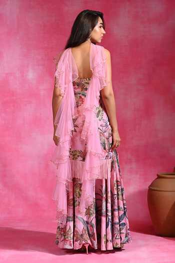 Rishi and Vibhuti Floral Print Tunic Gharara Set 