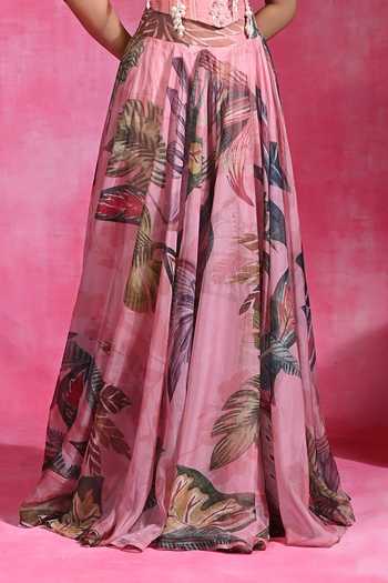 Rishi and Vibhuti Pink Organza, Chanderi Beads, Pearls Bandeau Sugar Siren Corset And Lehenga Set Online at Aza Fashions Rishi and Vibhuti_Pink Organza, Chanderi Beads, Pearls Bandeau Sugar Siren Corset And Lehenga Set _Online_at_Aza_Fashions