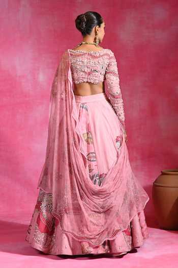 Rishi and Vibhuti Gulabi Maharani Embroidered Lehenga Set 