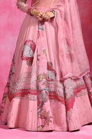 Buy Rishi and Vibhuti Pink Organza, Net High Neck Gulabi Maharani Embroidered Lehenga Set Online at Aza Fashions Buy_Rishi and Vibhuti_Pink Organza, Net High Neck Gulabi Maharani Embroidered Lehenga Set _Online_at_Aza_Fashions