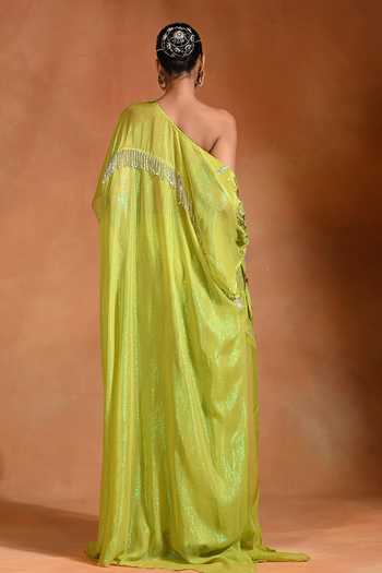 Rishi and Vibhuti Lime Chime Shrug & Flared Pant Set 