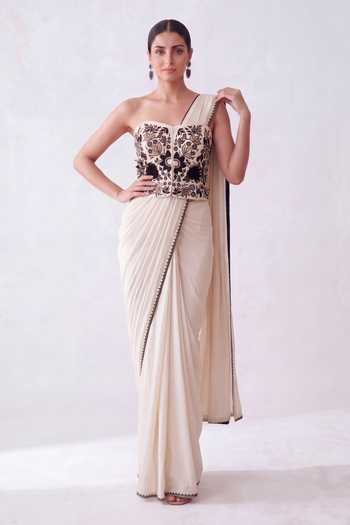 Two Sisters By Gyans Pre-Draped Saree With 3D Embroidered Corset 