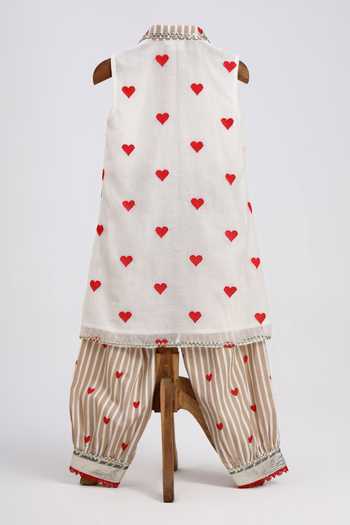 MINIME ORGANICS Heart Print Kurta & Salwar Set 