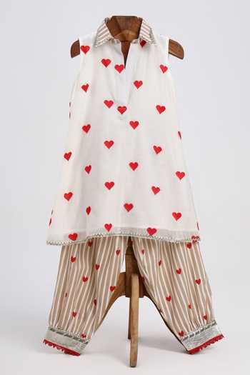 MINIME ORGANICS Heart Print Kurta & Salwar Set 