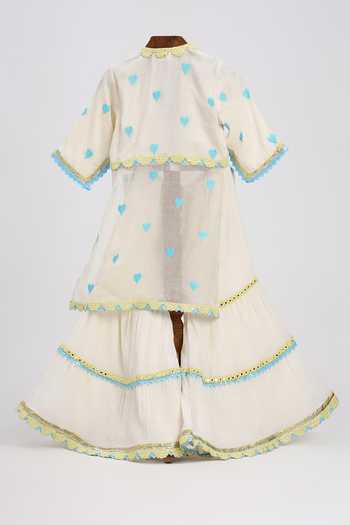 MINIME ORGANICS Heart Embroidered Kurta & Sharara Set 