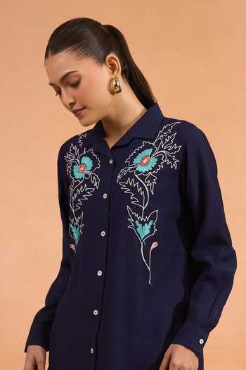 Naintara Bajaj Embroidered Silk Kurta & Pant Set