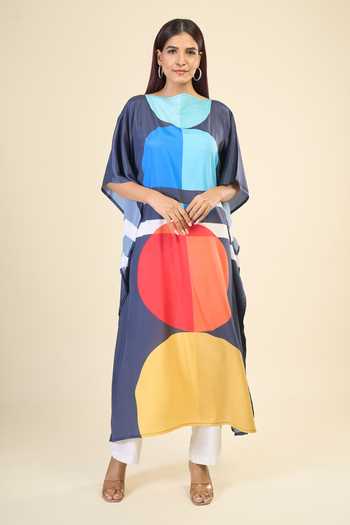 Naintara Bajaj Pop Out Print Silk Crepe Kaftan