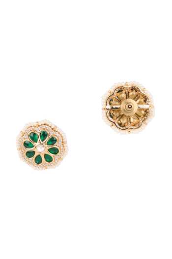 Nazaakat By Samara Singh Green Floral Embellished Stud Earrings Online at Aza Fashions Nazaakat By Samara Singh_Green Floral Embellished Stud Earrings _Online_at_Aza_Fashions