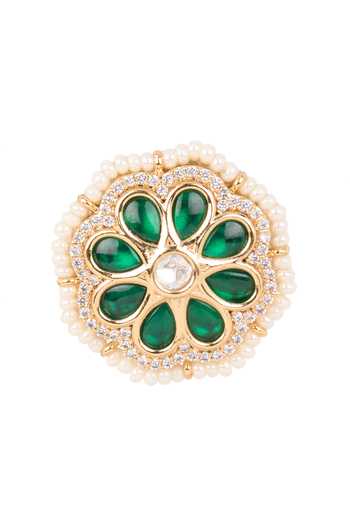 Nazaakat By Samara Singh Green Floral Embellished Stud Earrings at Aza Fashions Nazaakat By Samara Singh_Green Floral Embellished Stud Earrings _at_Aza_Fashions