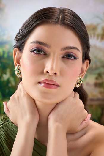 Buy Nazaakat By Samara Singh Green Floral Pattern Studded Earrings Online at Aza Fashions Buy_Nazaakat By Samara Singh_Green Floral Pattern Studded Earrings _Online_at_Aza_Fashions