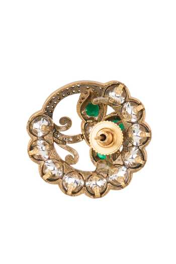 Nazaakat By Samara Singh Green Floral Pattern Studded Earrings at Aza Fashions Nazaakat By Samara Singh_Green Floral Pattern Studded Earrings _at_Aza_Fashions