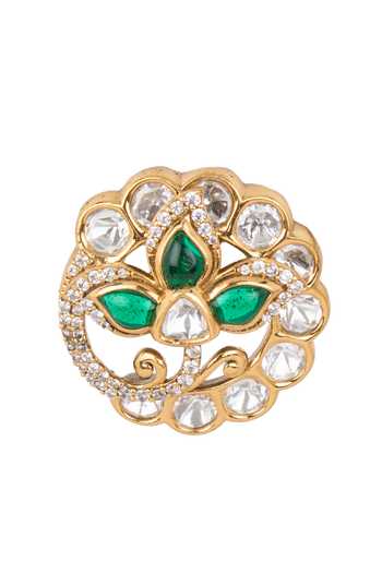 Buy Nazaakat By Samara Singh Green Floral Pattern Studded Earrings Buy_Nazaakat By Samara Singh_Green Floral Pattern Studded Earrings