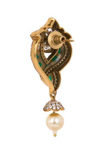 Buy Nazaakat By Samara Singh Green Embellished Dangling Earrings Online at Aza Fashions Buy_Nazaakat By Samara Singh_Green Embellished Dangling Earrings _Online_at_Aza_Fashions