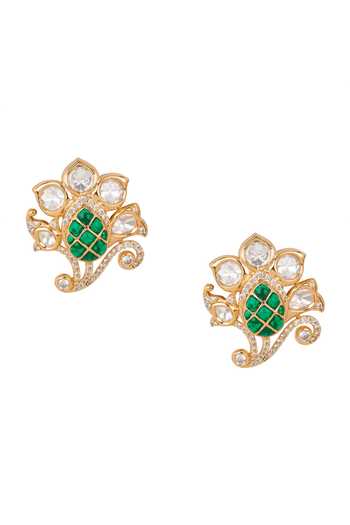 Nazaakat By Samara Singh Embellished Green Stone Earrings